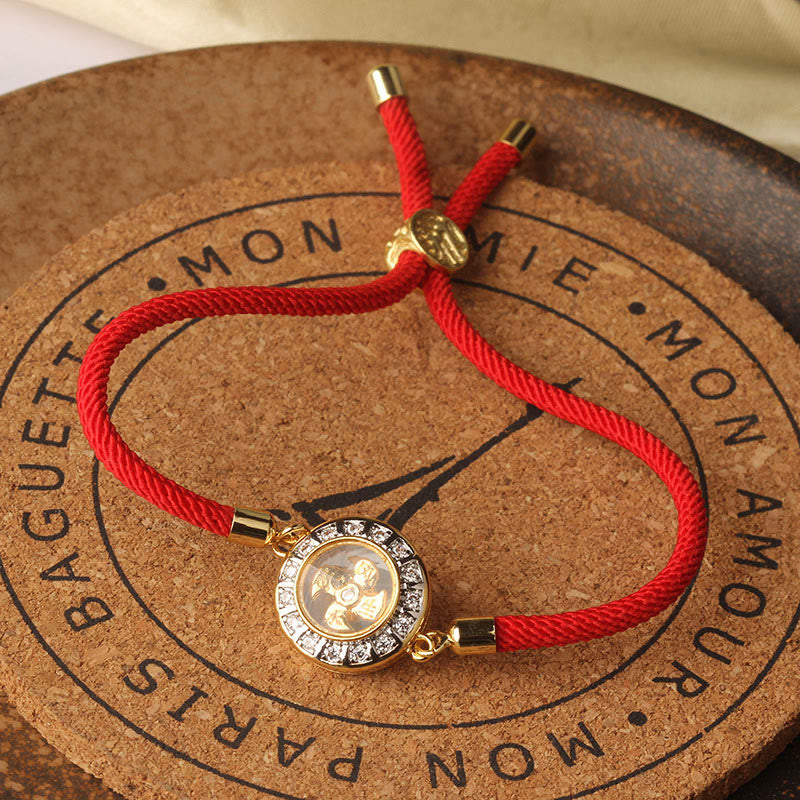 Wear FengShui Copper Brass Feng Sheng Shui Qi Rotatable Windmill  Red String Faith Braided Bracelet