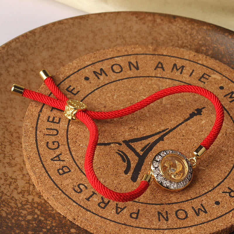 Wear FengShui Copper Brass Feng Sheng Shui Qi Rotatable Windmill  Red String Faith Braided Bracelet