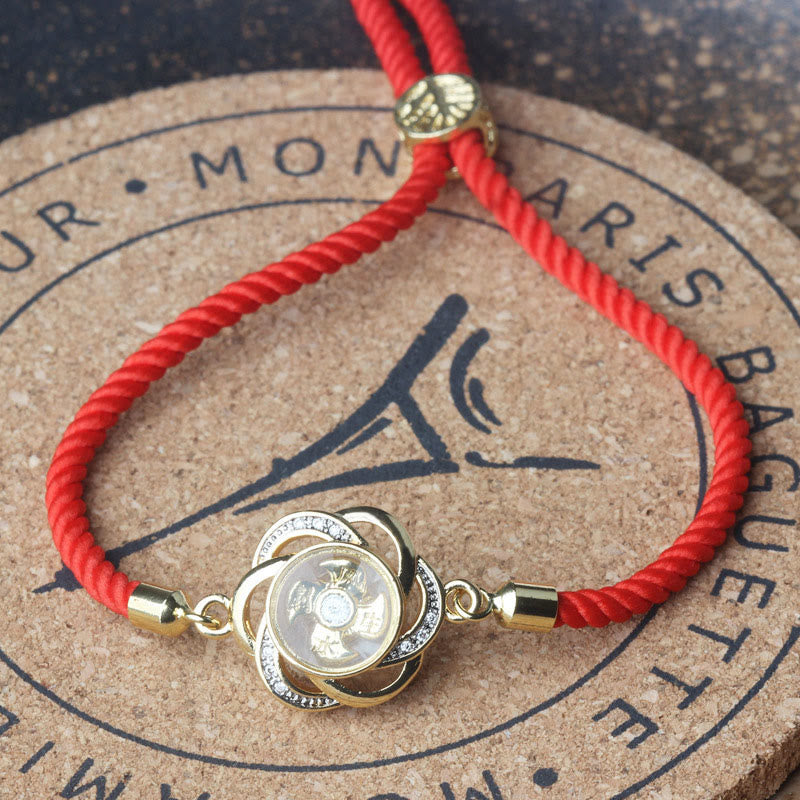 Wear FengShui Rotatable Plum Red String Copper Brass Windmill Feng Sheng Shui Qi Protection Braided Bracelet