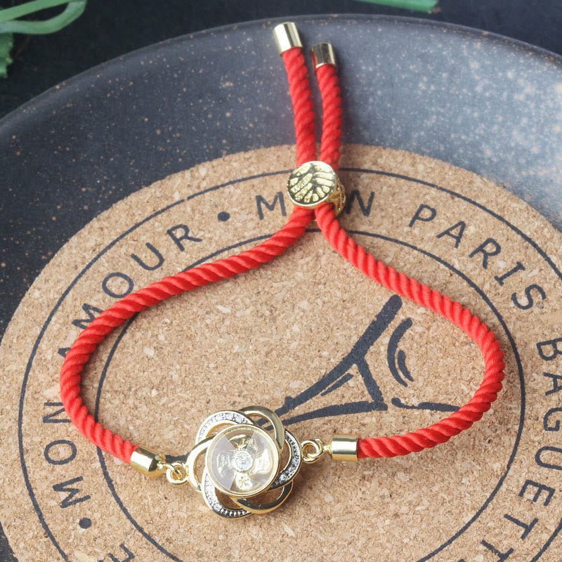 Wear FengShui Rotatable Plum Red String Copper Brass Windmill Feng Sheng Shui Qi Protection Braided Bracelet