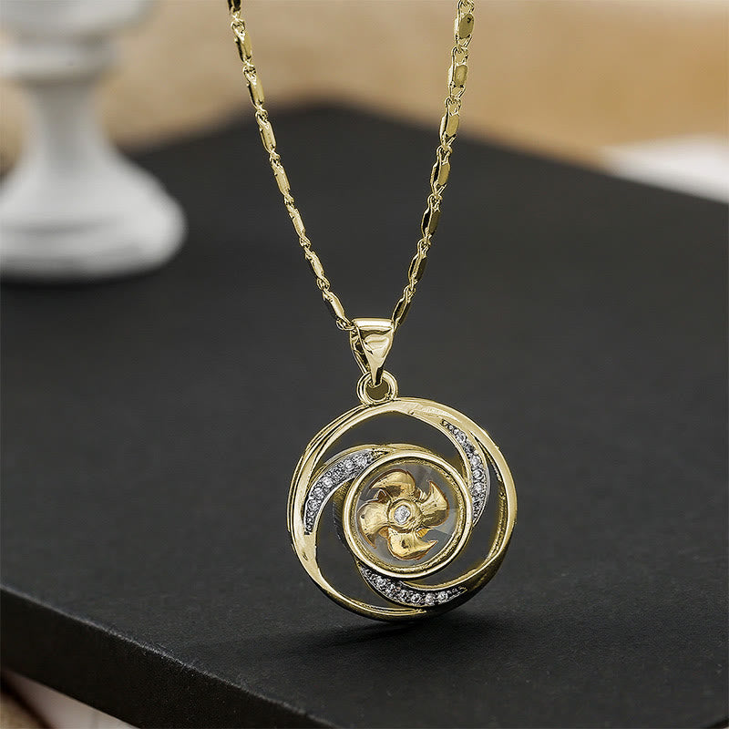 Wear FengShui Gold plated Copper Brass Rotatable Windmill Luck Necklace Pendant