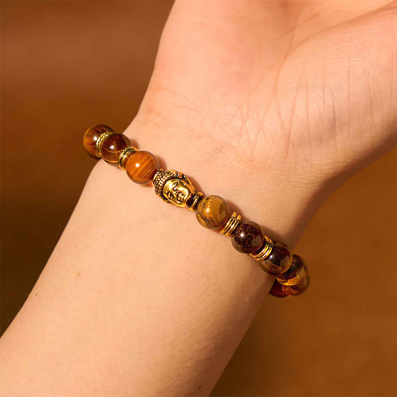 Wear FengShui Blue Green Red Tiger Eye Buddha Head Balance Bracelet