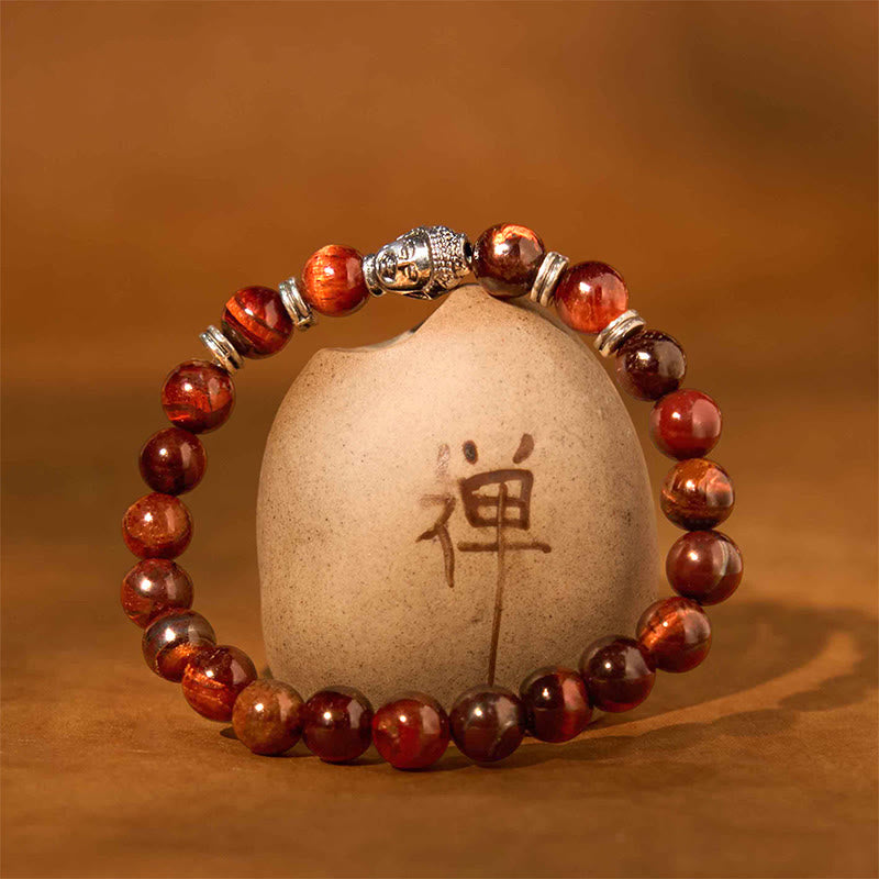 Wear FengShui Blue Green Red Tiger Eye Buddha Head Balance Bracelet