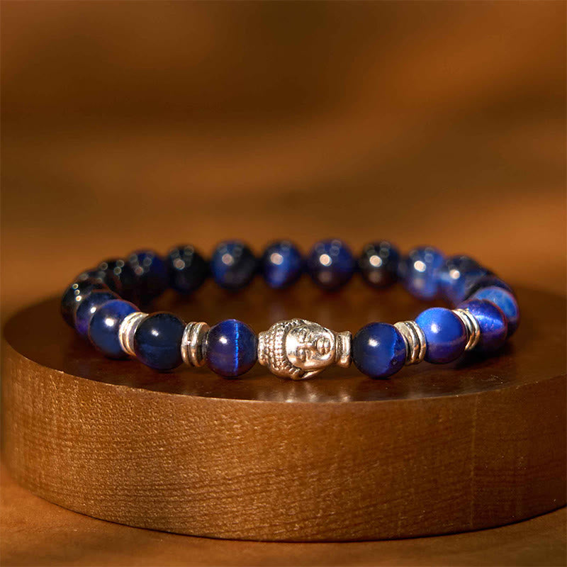 Wear FengShui Blue Green Red Tiger Eye Buddha Head Balance Bracelet