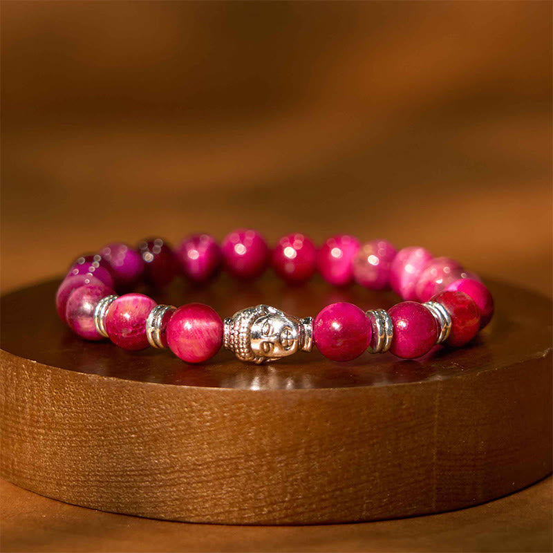 Wear FengShui Blue Green Red Tiger Eye Buddha Head Balance Bracelet