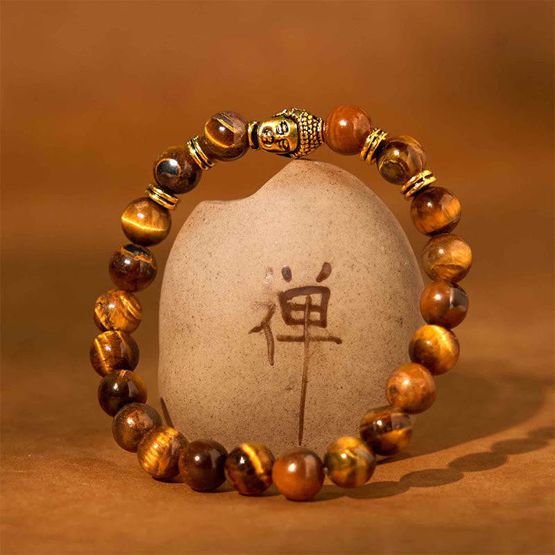 Wear FengShui Blue Green Red Tiger Eye Buddha Head Balance Bracelet