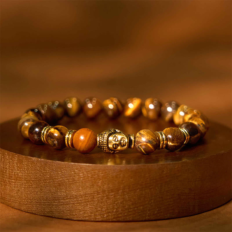 Wear FengShui Blue Green Red Tiger Eye Buddha Head Balance Bracelet