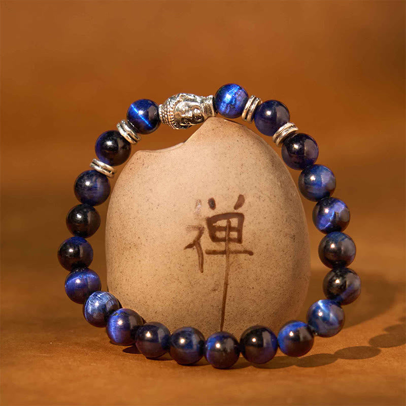 Wear FengShui Blue Green Red Tiger Eye Buddha Head Balance Bracelet