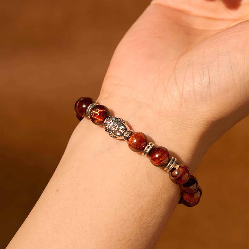 Wear FengShui Blue Green Red Tiger Eye Buddha Head Balance Bracelet
