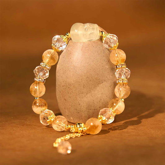 Wear FengShui Natural Citrine Pixiu Prosperity Bracelet
