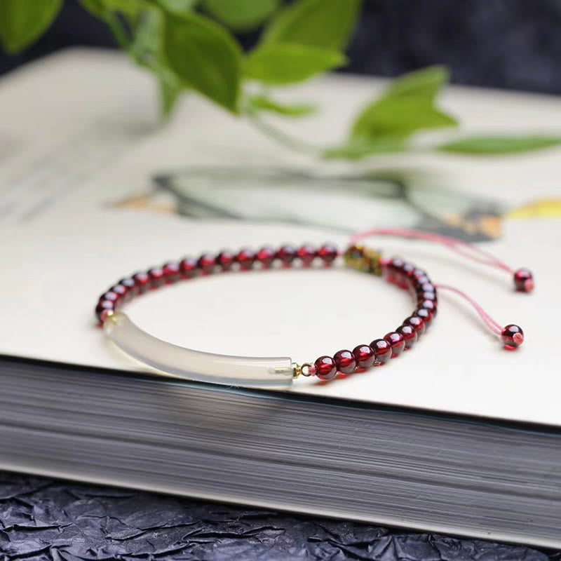 Wear FengShui Garnet Gray Agate Calm Cuff Half Bracelet Bangle