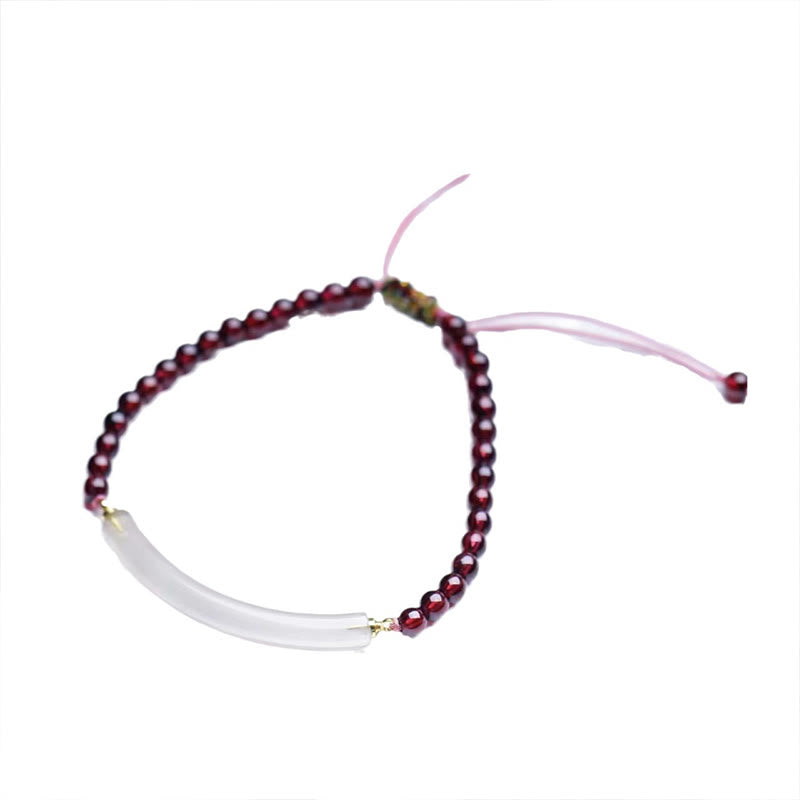 Wear FengShui Garnet Gray Agate Calm Cuff Half Bracelet Bangle