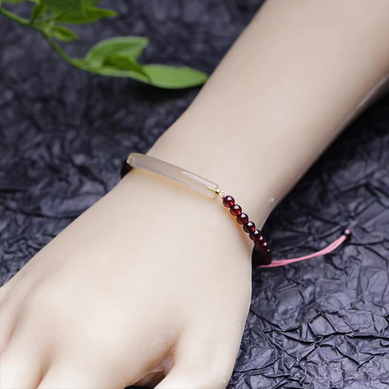 Wear FengShui Garnet Gray Agate Calm Cuff Half Bracelet Bangle