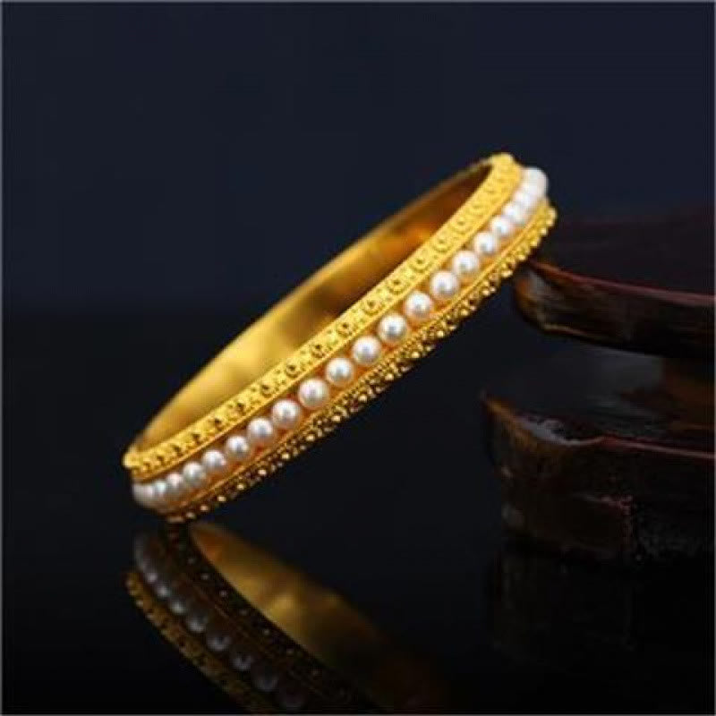 Wear FengShui Copper Pearl Healing Cuff Half Bracelet Bangle