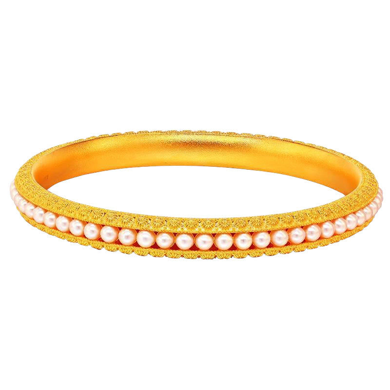 Wear FengShui Copper Pearl Healing Cuff Half Bracelet Bangle