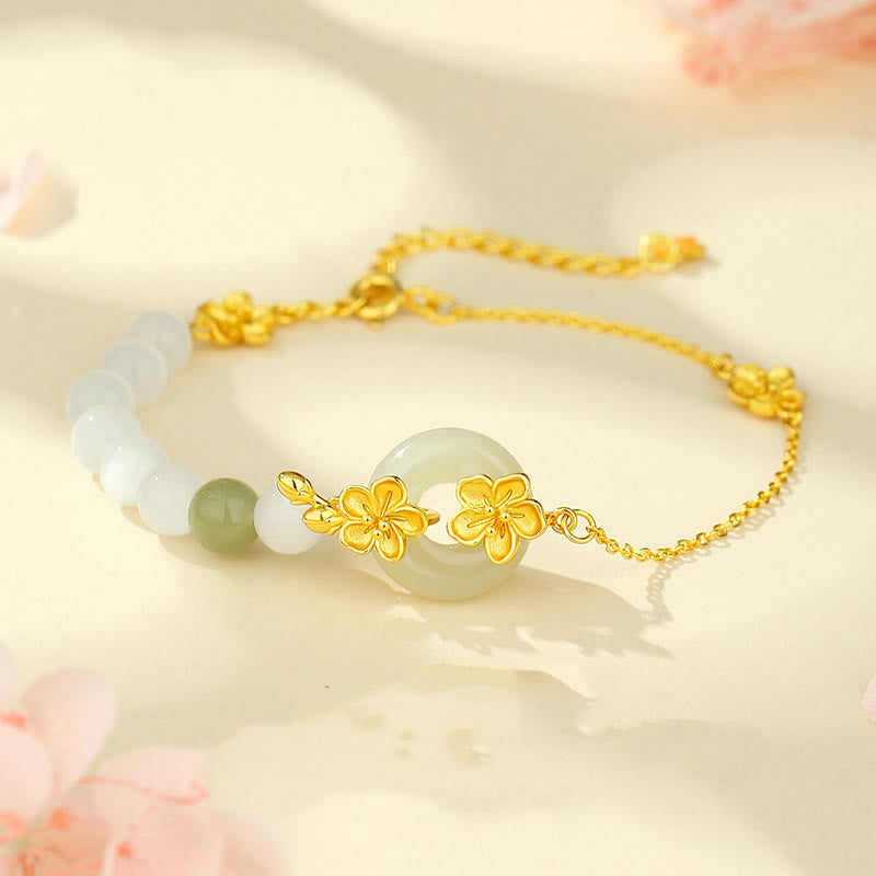Wear FengShui Chrysoberyl Hetian Jade 999 Sterling Silver Love Bracelet