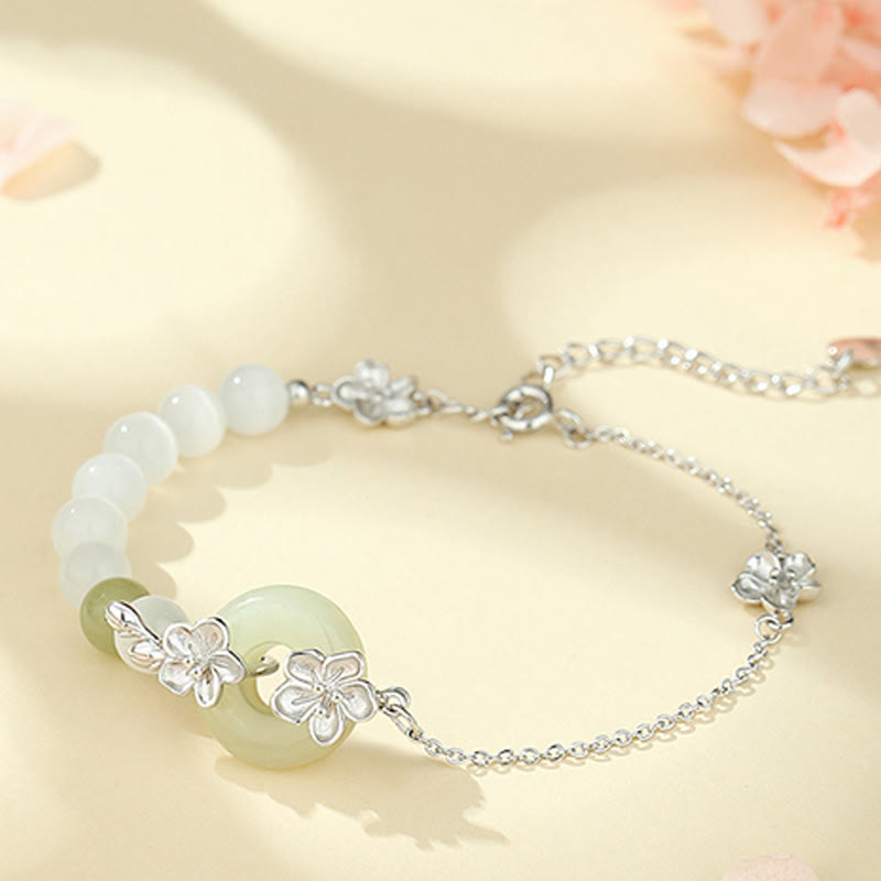 Wear FengShui Chrysoberyl Hetian Jade 999 Sterling Silver Love Bracelet