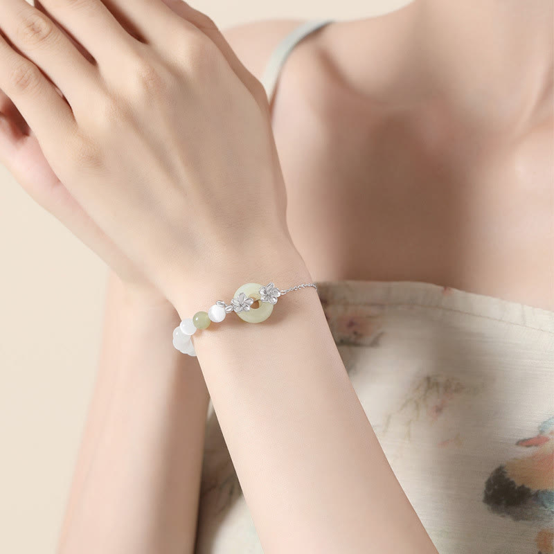 Wear FengShui Chrysoberyl Hetian Jade 999 Sterling Silver Love Bracelet