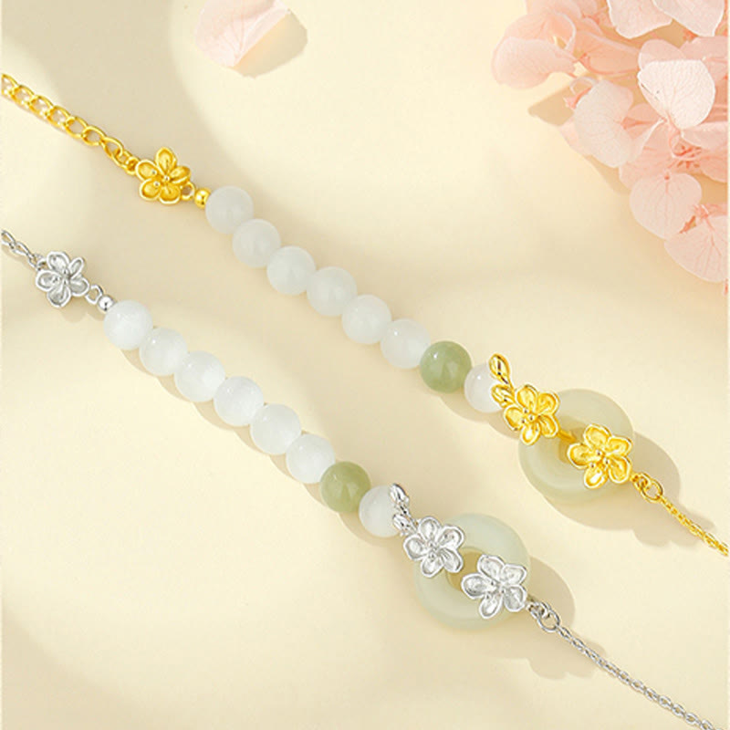 Wear FengShui Chrysoberyl Hetian Jade 999 Sterling Silver Love Bracelet