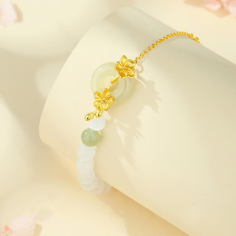 Wear FengShui Chrysoberyl Hetian Jade 999 Sterling Silver Love Bracelet