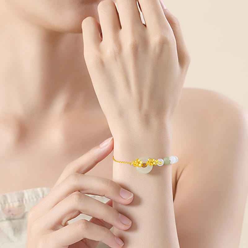 Wear FengShui Chrysoberyl Hetian Jade 999 Sterling Silver Love Bracelet