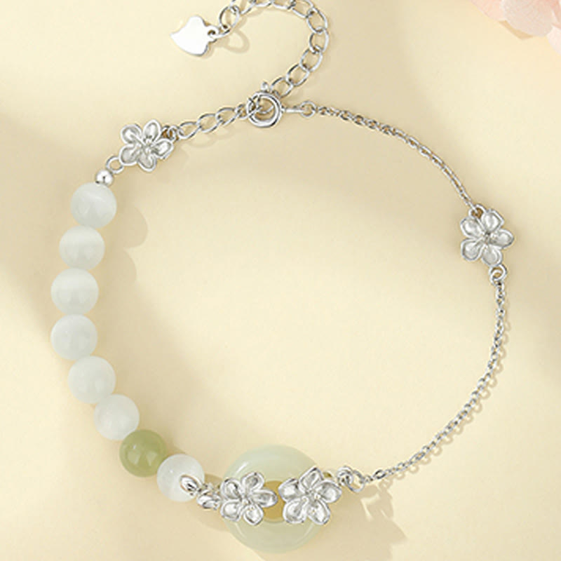 Wear FengShui Chrysoberyl Hetian Jade 999 Sterling Silver Love Bracelet