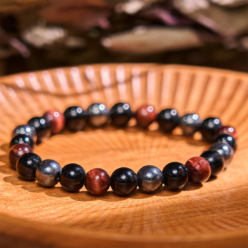 Wear FengShui Natural Tiger's Eye Obsidian Hematite Positive Powerful Bracelet