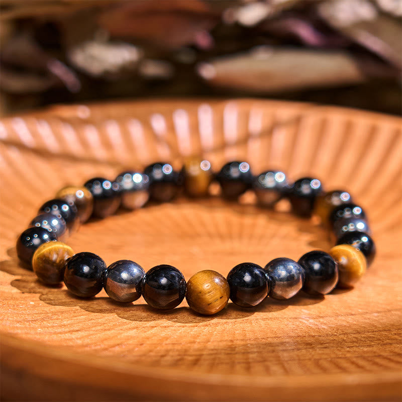 Wear FengShui Natural Tiger's Eye Obsidian Hematite Positive Powerful Bracelet