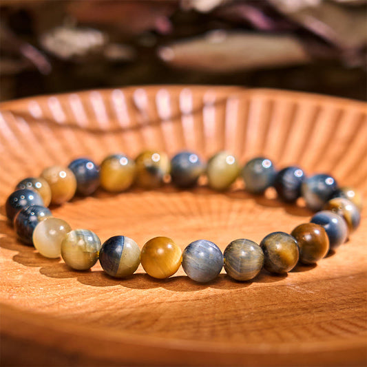 Wear FengShui Yellow Blue Tiger Eye Courage Bracelet