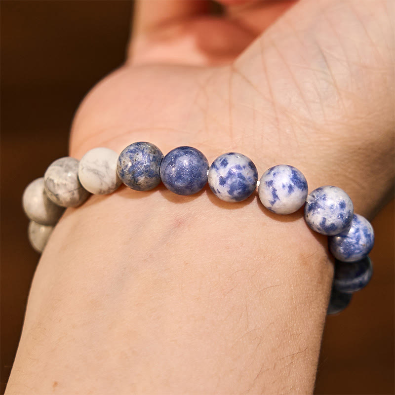 Wear FengShui Sodalite Picasso Jasper White Turquoise Intuition Bracelet