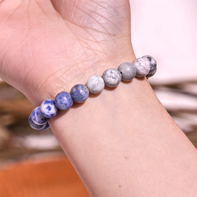 Wear FengShui Sodalite Picasso Jasper White Turquoise Intuition Bracelet