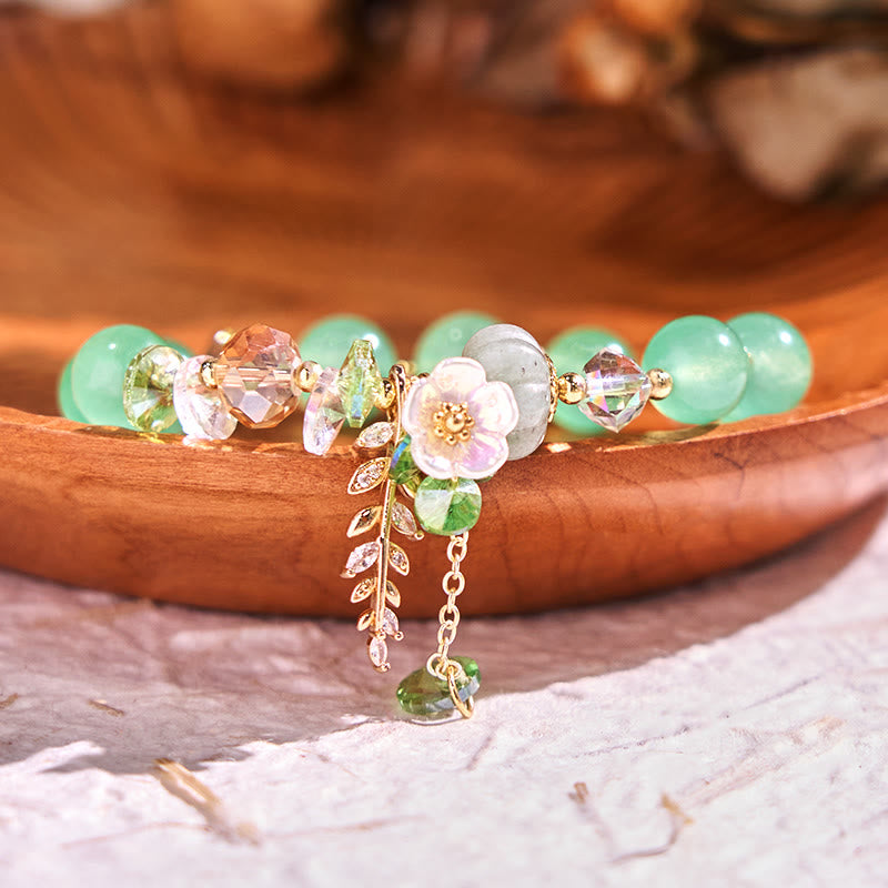 Wear FengShui Blue Crystal Amethyst Sun Stone Green Aventurine Healing Bracelet