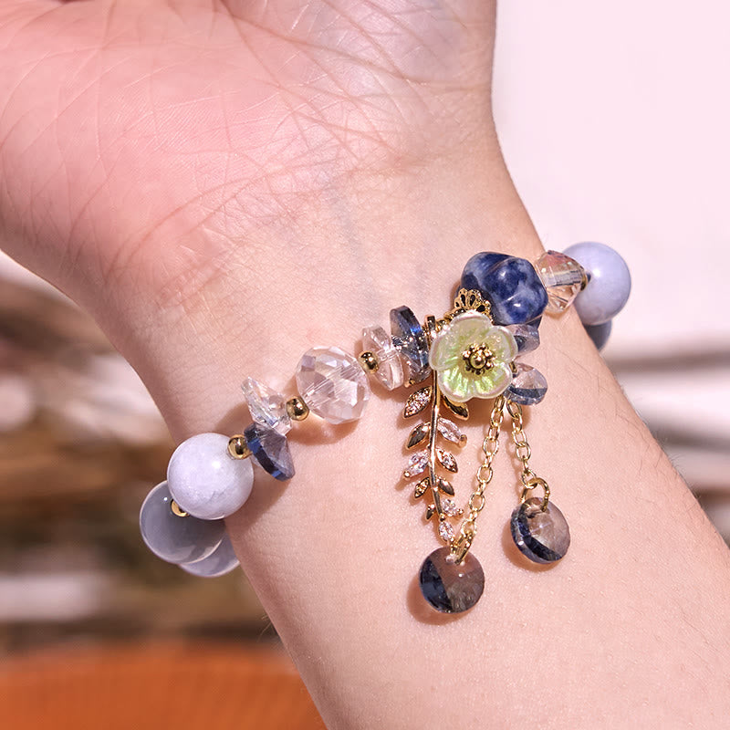 Wear FengShui Blue Crystal Amethyst Sun Stone Green Aventurine Healing Bracelet