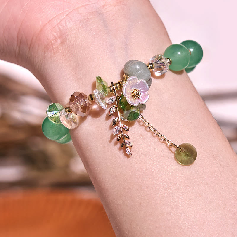 Wear FengShui Blue Crystal Amethyst Sun Stone Green Aventurine Healing Bracelet
