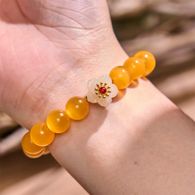 Wear FengShui Cat's Eye Chrysoberyl Flower Love Bracelet
