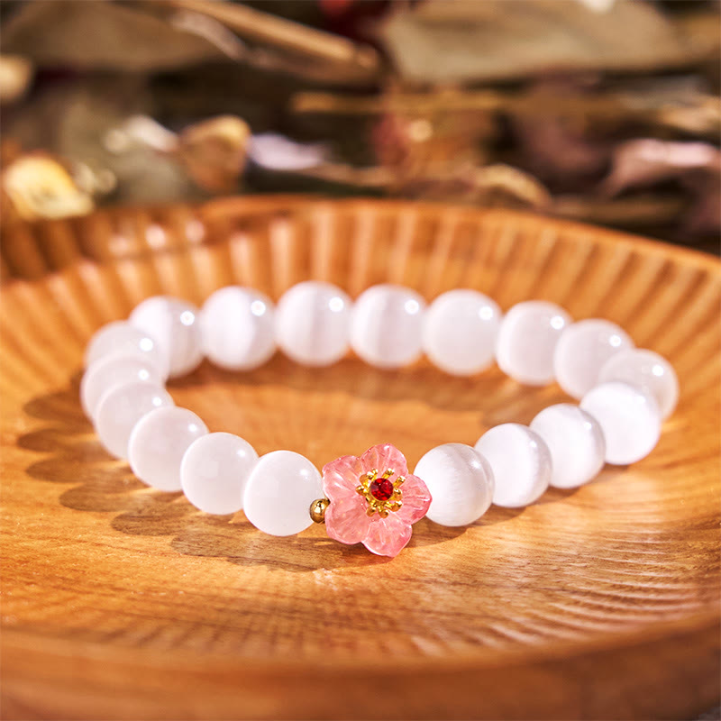 Wear FengShui Cat's Eye Chrysoberyl Flower Love Bracelet