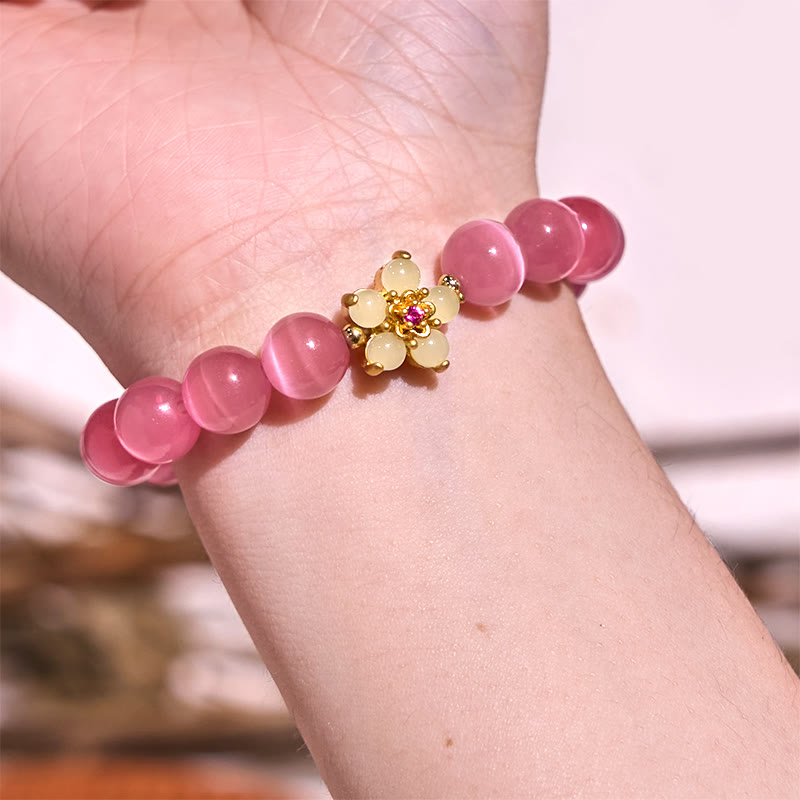 Wear FengShui Cat's Eye Chrysoberyl Flower Love Bracelet