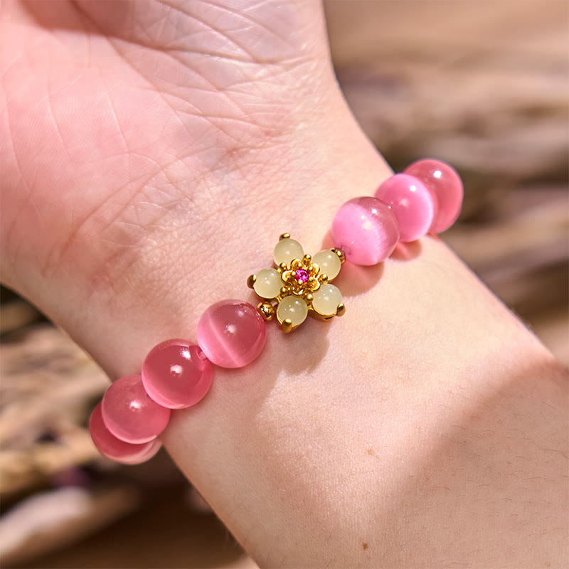 Wear FengShui Cat's Eye Chrysoberyl Flower Love Bracelet