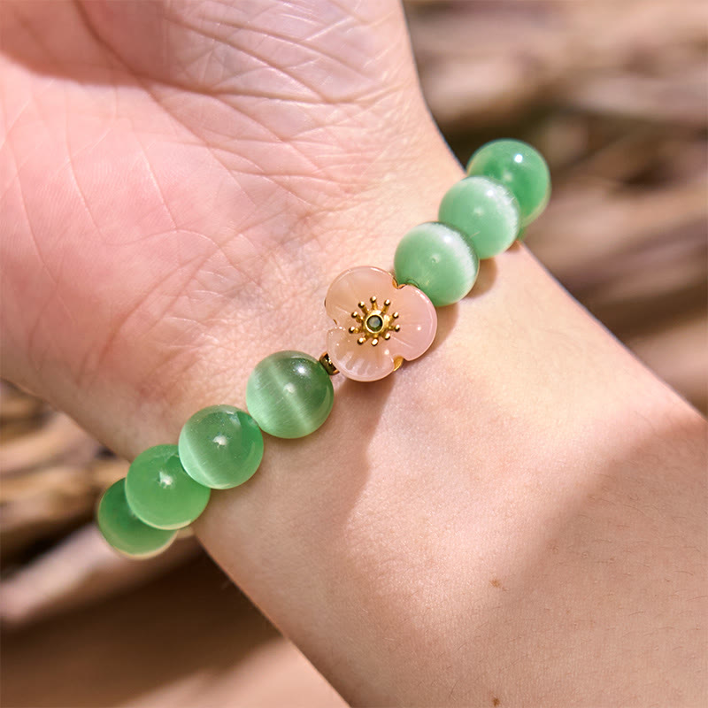 Wear FengShui Cat's Eye Chrysoberyl Flower Love Bracelet