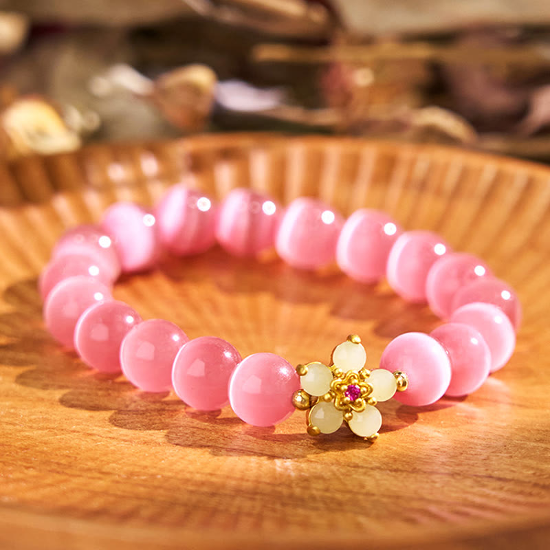 Wear FengShui Cat's Eye Chrysoberyl Flower Love Bracelet