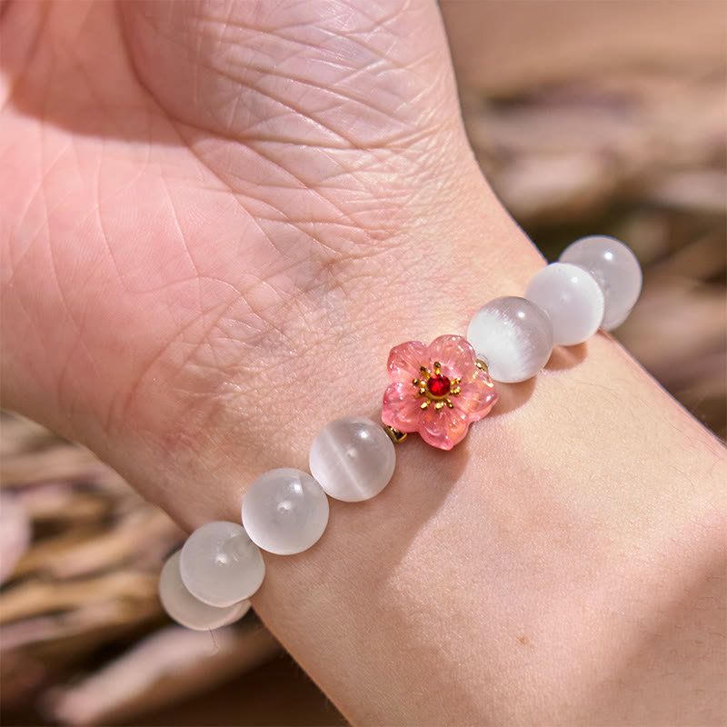 Wear FengShui Cat's Eye Chrysoberyl Flower Love Bracelet