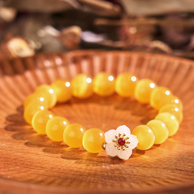 Wear FengShui Cat's Eye Chrysoberyl Flower Love Bracelet