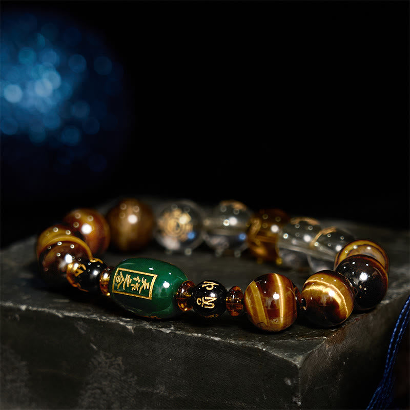 Wear FengShui Chinese Zodiac Tiger Eye White Crystal Courage Bracelet