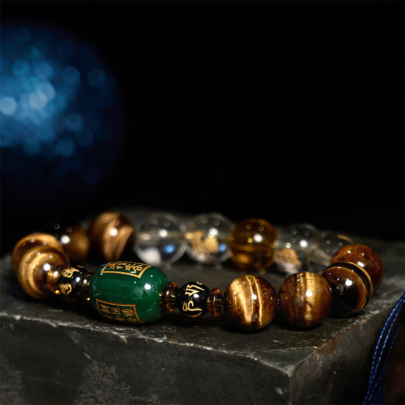 Wear FengShui Chinese Zodiac Tiger Eye White Crystal Courage Bracelet