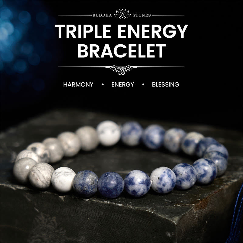 Wear FengShui Sodalite Picasso Jasper White Turquoise Intuition Bracelet