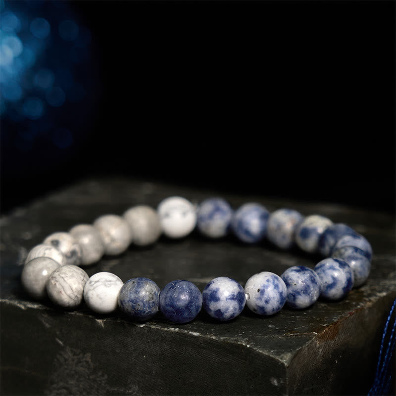 Wear FengShui Sodalite Picasso Jasper White Turquoise Intuition Bracelet