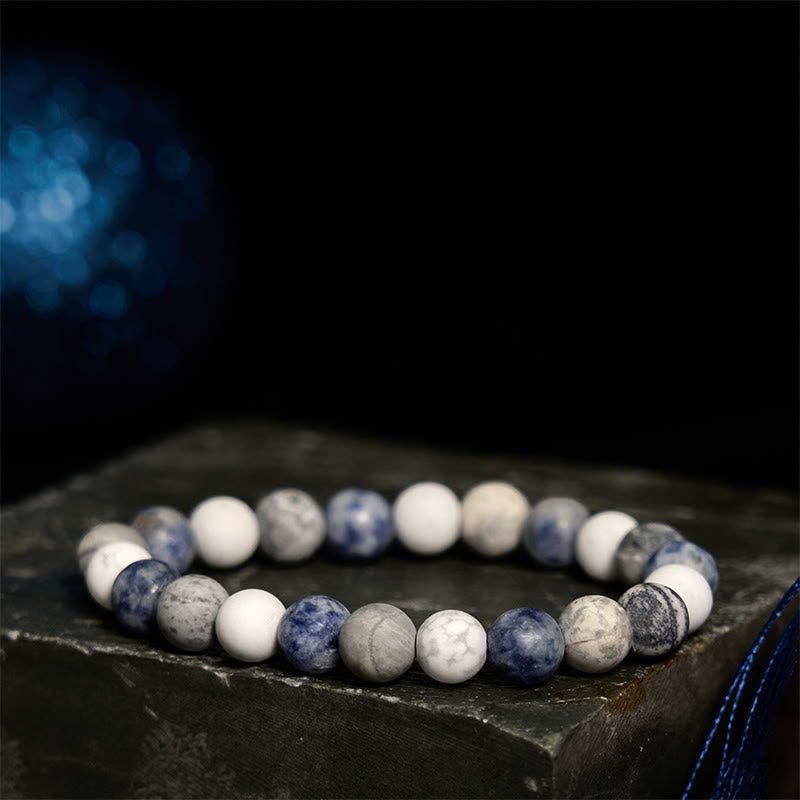 Wear FengShui White Turquoise Picasso Jasper Blue Spot Jasper Relaxation Bracelet