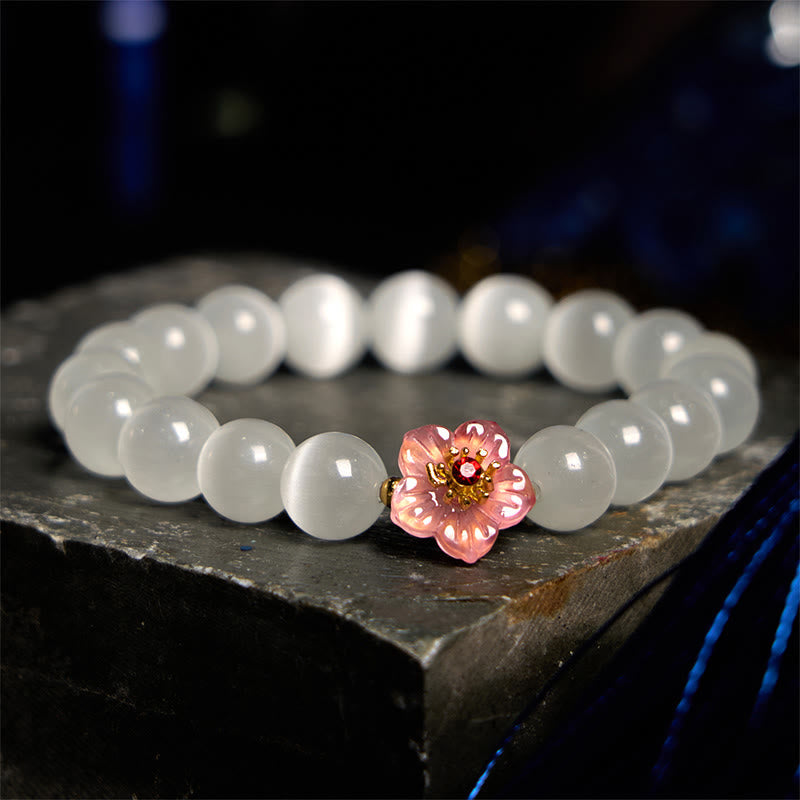 Wear FengShui Cat's Eye Chrysoberyl Flower Love Bracelet