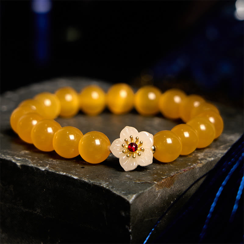 Wear FengShui Cat's Eye Chrysoberyl Flower Love Bracelet