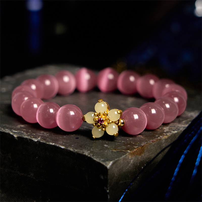 Wear FengShui Cat's Eye Chrysoberyl Flower Love Bracelet